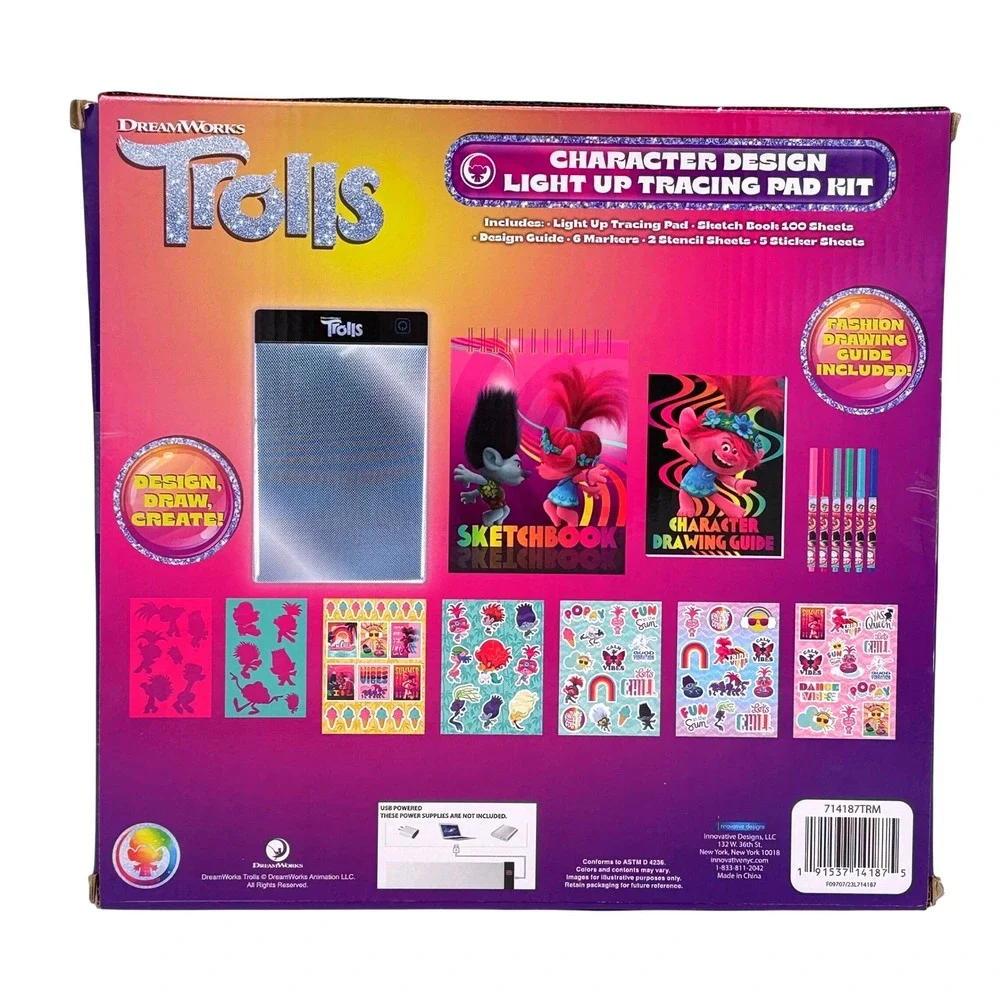 Crayola Trolls Light Up Tracing Pad Kit New Drawing Art Set Kids DreamWorks Toys